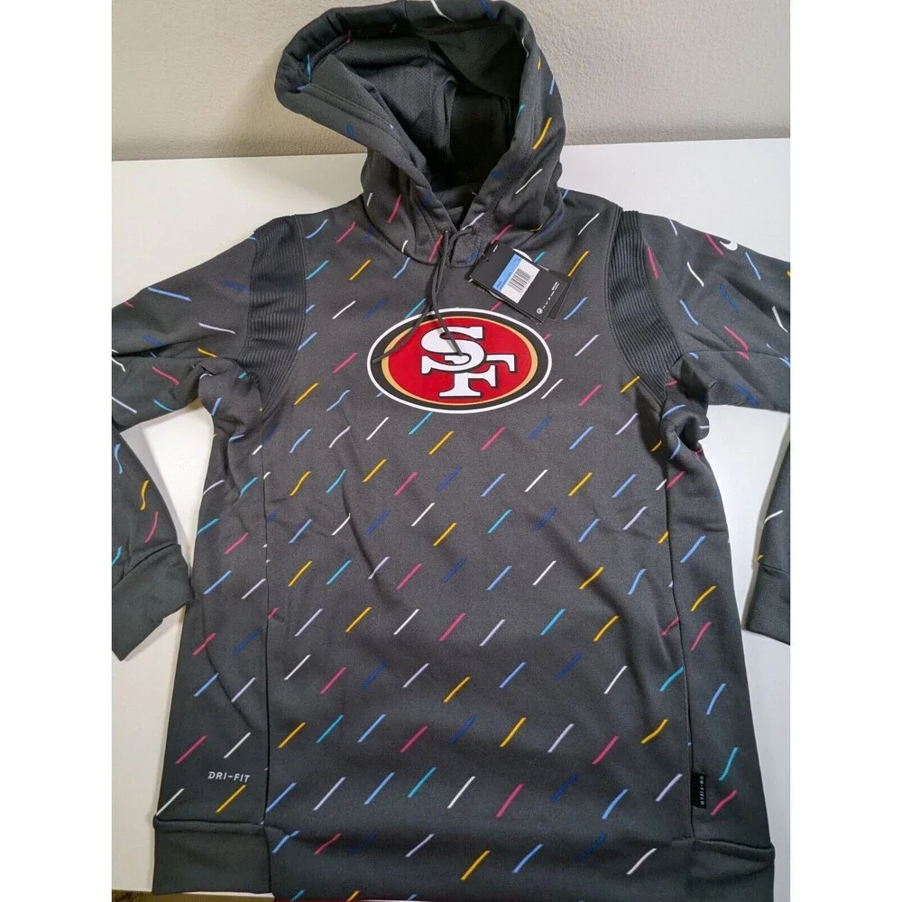 New Nike San Francisco 49ers Crucial Catch Cancer Hoodie Sz M N061-06F-ZUT-KM7